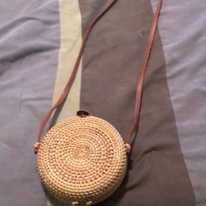 Wicker rattan woven purse